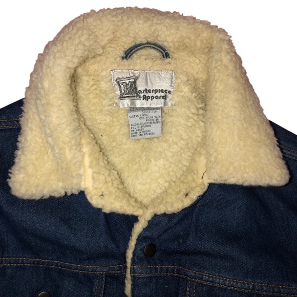 Vintage Masterpiece Apparel Denim Jacket Sherpa Lining Trucker Jean Jacket XL - Picture 4 of 12